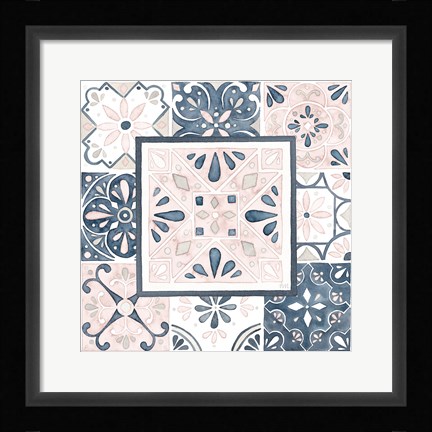 Framed Garden Getaway Patchwork V Blush Print