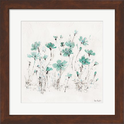 Framed Wildflowers III Turquoise Print
