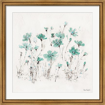 Framed Wildflowers III Turquoise Print