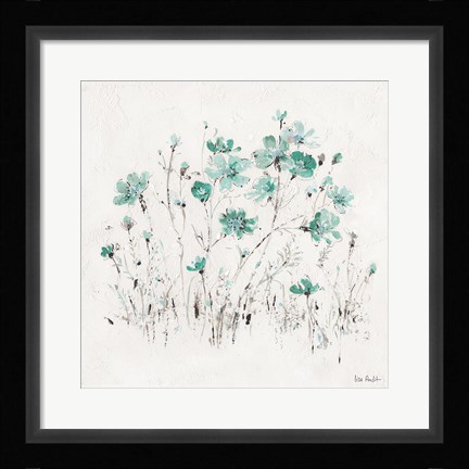Framed Wildflowers II Turquoise Print