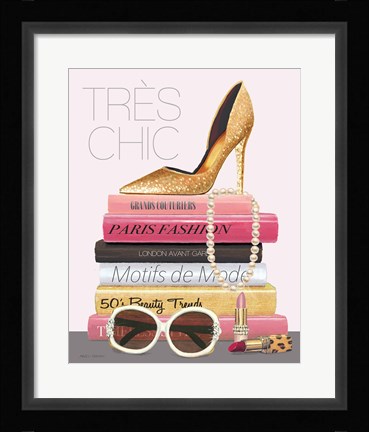 Framed Paris Style II Gold and Black Tres Chic Print