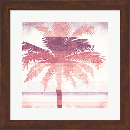 Framed Beachscape Palms II Pink Purple Print