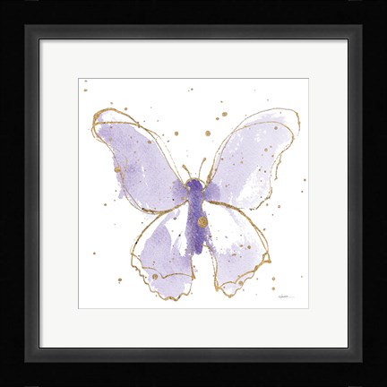 Framed Gilded Butterflies II Lavender Print