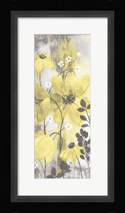 Framed Floral Symphony Yellow Gray Crop II Print