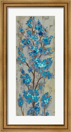 Framed Almond Branch II Blue Crop Print