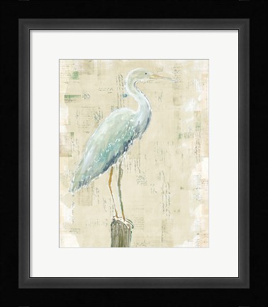 Framed Coastal Egret I v2 no Aqua Print