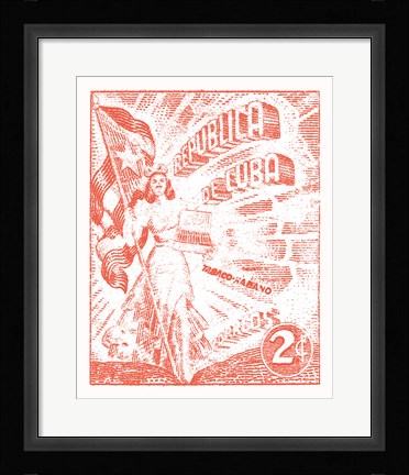 Framed Cuba Stamp XXI Bright Print