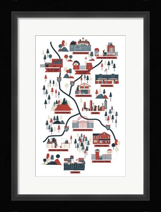 Framed Walking Dead Map Verb Print