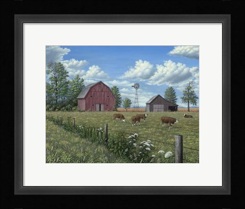 Framed Grazing Cattle Print