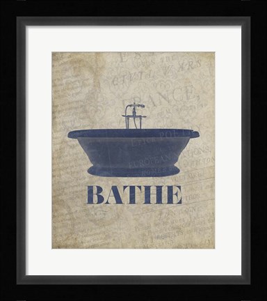 Framed Beloved Bath Blue - Bathe Print