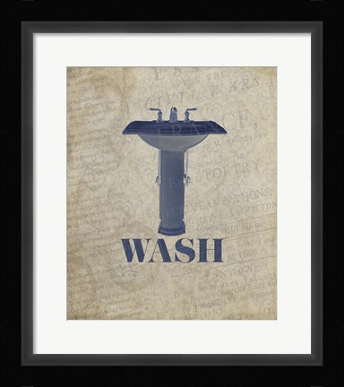 Framed Beloved Bath Blue - Wash Print