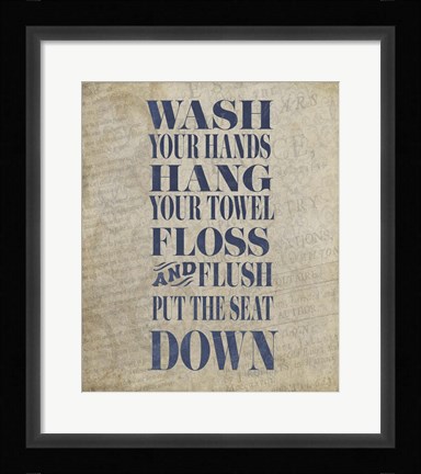 Framed Beloved Bath Blue - Floss Print