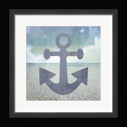 Framed Beach Signs Anchor Print