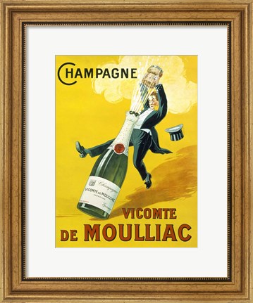 Framed Champagne Vicomte De Moulliac Print