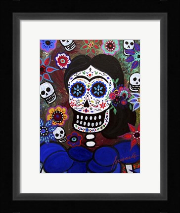 Framed Lady Frida In Blue Print