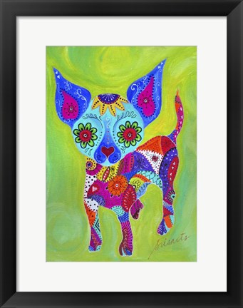 Framed Talavera Happy Chihuahua Print