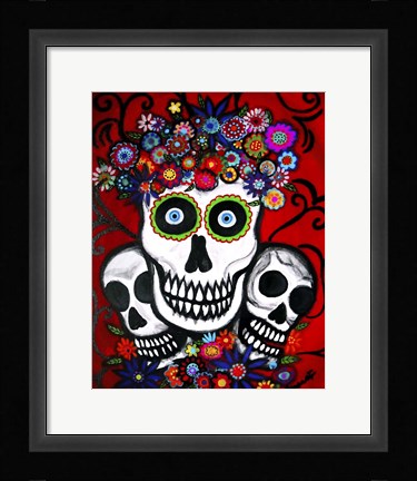 Framed Tres Calaveras Ofrenda Print