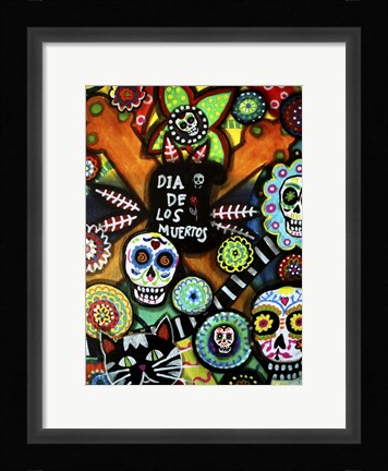 Framed Skulls And Cat Print