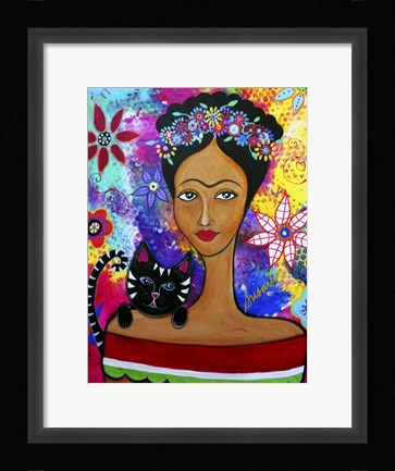 Framed Frida And Her Cat Print