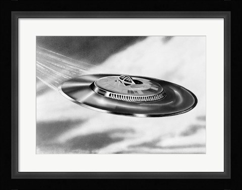 Framed 1950s Artist'S Conception Ufo Flying Saucer Print