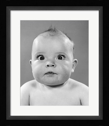 Framed 1950s Close-Up Of Baby Cross-Eyed Print