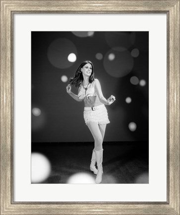 Framed 1960s Woman Dancing In White Print