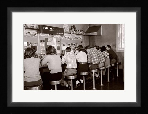 Framed 1950s Rear View Of Teenage Boys &amp; Girls? Print