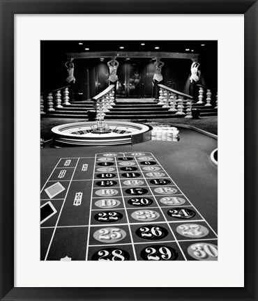 Framed 1960s Casino Viewed Of Roulette Table Print