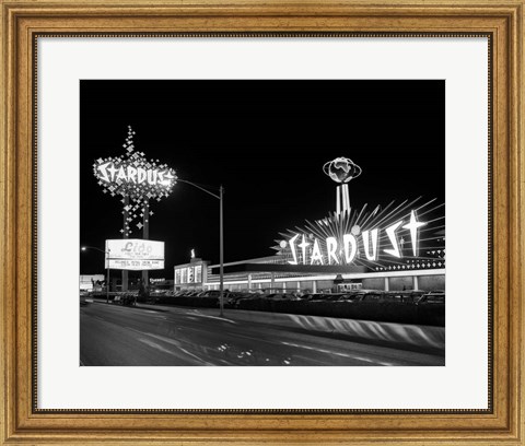 Framed 1960s Night Scene Of The Stardust Casino Las Vegas Print