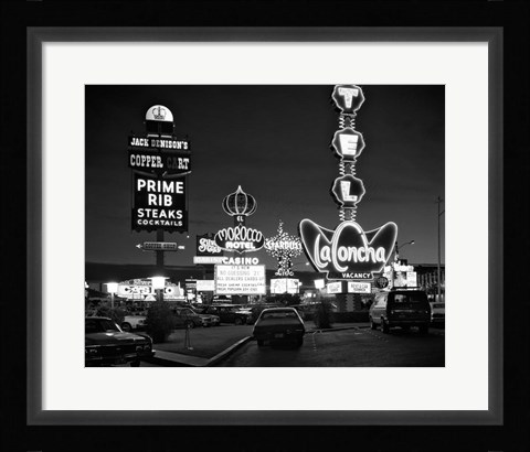Framed 1980s Night Neon On The Strip Print