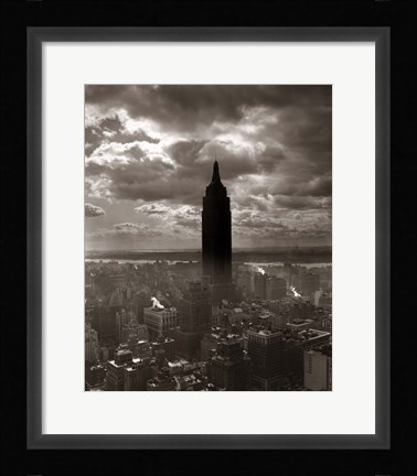 Framed 1930s 1940s Empire State Building Silhouetted In Nyc Print