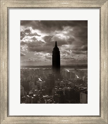 Framed 1930s 1940s Empire State Building Silhouetted In Nyc Print