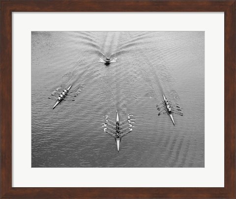 Framed 1950s Aerial View Of Rowing Competition Print