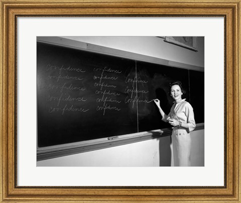 Framed 1950s Teacher In Front Of Classroom Print