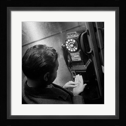 Framed 1940s 1950s Man Counting Change Print