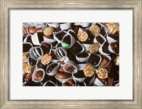 Framed Chocolate Candies In White Paper Cups Print