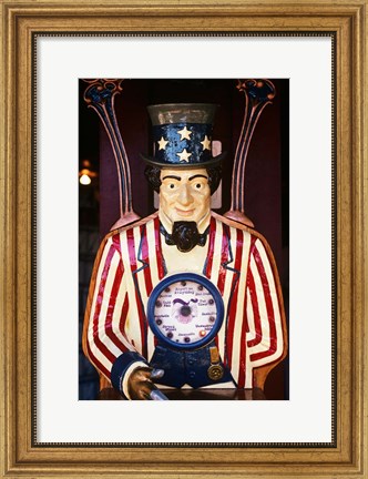 Framed 1890S 1900S 1910s Folk Art Uncle Sam Amusement Arcade Print