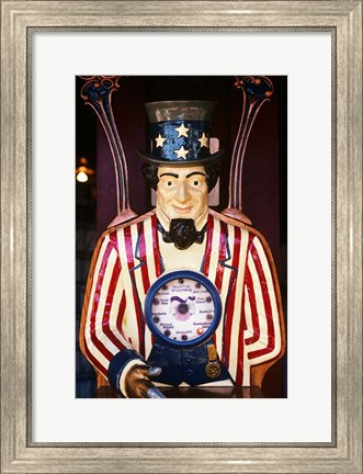 Framed 1890S 1900S 1910s Folk Art Uncle Sam Amusement Arcade Print