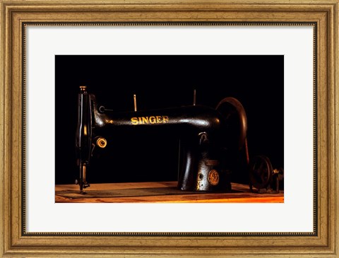 Framed Antique Singer Sewing Machine Print