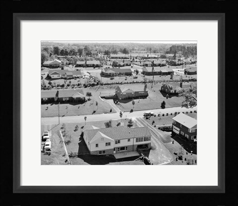 Framed 1950s 1960s Aerial View Of Suburban Housing Print