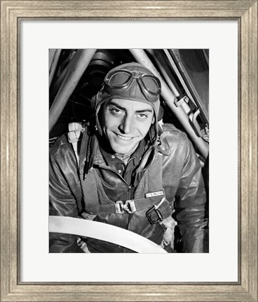 Framed 1940s Fighter Airplane Pilot On US World War II Print