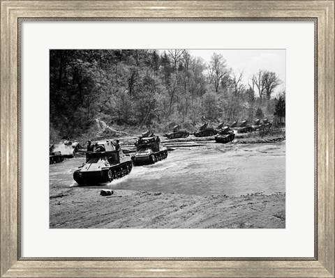 Framed 1940s World War Ii 12 Us Army Armored Tanks Print