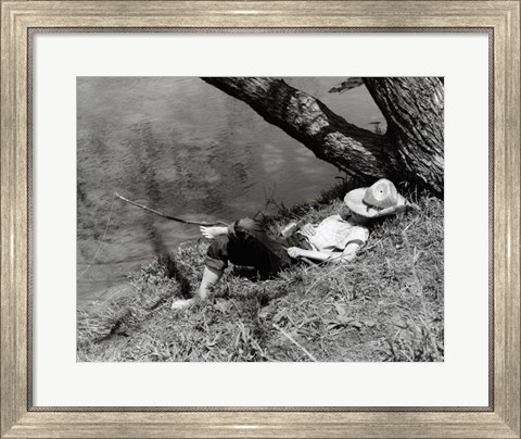 Framed 1940s Barefoot Boy Sleeping Print
