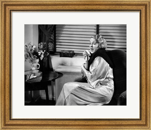 Framed 1930s Woman Sneezing Coughing Print
