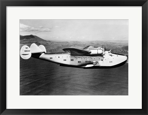 Framed 1930s 1940s Pan American Clipper Flying Boat Print