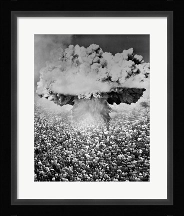 Framed 1950s 1960s Atomic Bomb Symbolic Montage Print