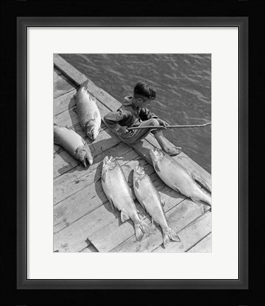 Framed 1930s Boy Seated On Dock Print