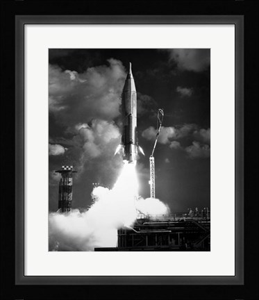 Framed 1960s Atlas Icbm Launch Print