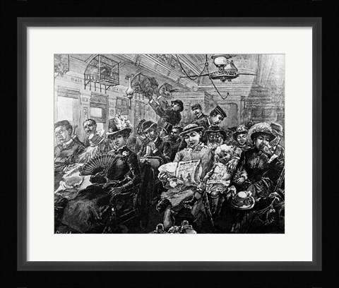 Framed 1880S Illustration Crowded Passenger Car Print