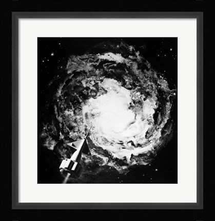 Framed 1950s 1960s Recreation Of Space Rocket Print